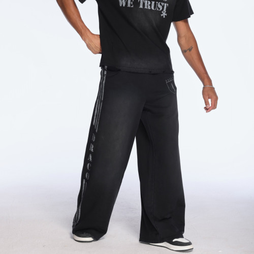 Custom Clothing Manufacturer Acid Wash Digital Printing Sweatpants