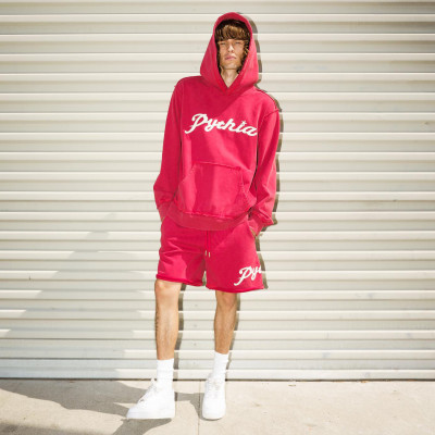 Custom Clothing Manufacturer Acid Wash Embroidery Athletic Hoodie Set