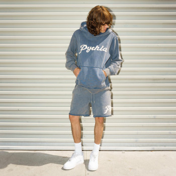 Custom Clothing Manufacturer Acid Wash Embroidery Athletic Hoodie Set