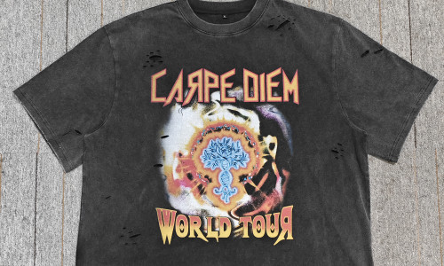 High-resolution printed, washed, distressed cropped tour T-shirt, a hot seller from streetwear brands.