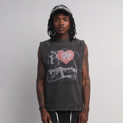 Custom Clothing Manufacturer Washable Distressed Street Sleeveless Vest