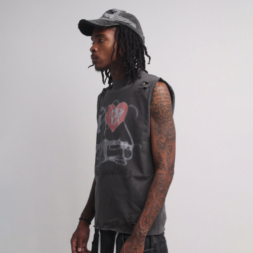 Custom Clothing Manufacturer Washable Distressed Street Sleeveless Vest
