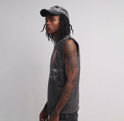 Custom Clothing Manufacturer Washable Distressed Street Sleeveless Vest