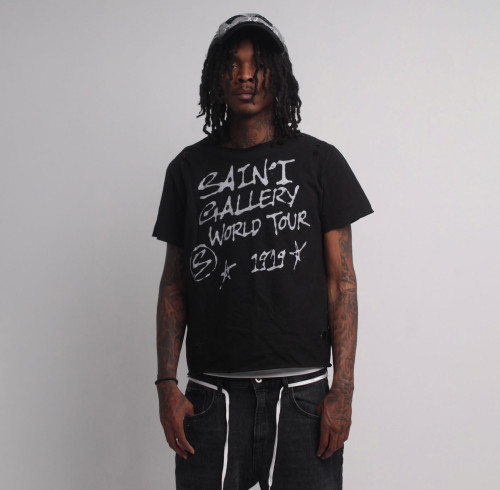 Custom Clothing Manufacturer Washed Distressed Graffiti Print T-shirt