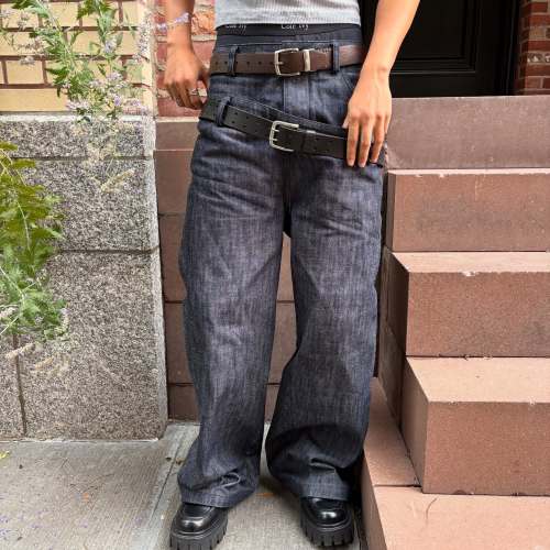 Custom Clothing Manufacturer Heavyweight Double-layer Belted Jeans