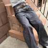 Custom Clothing Manufacturer Heavyweight Double-layer Belted Jeans