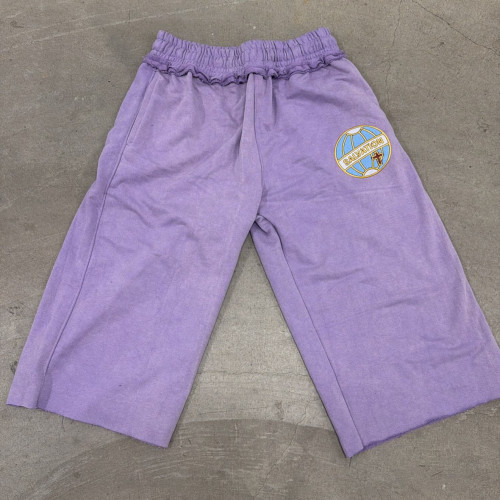 Custom Clothing Manufacturer Acid-washed Embroidered Capri Pants