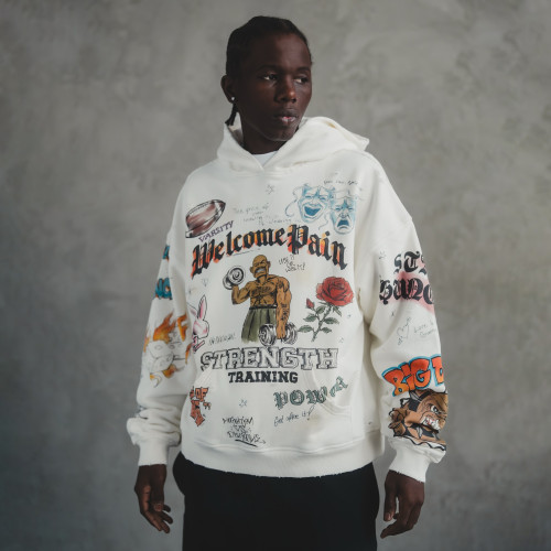 Custom Clothing Manufacturer Graffiti Distressed American-Style Hoodie