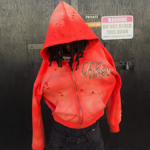 Custom Clothing Manufacturer's Distressed Patchwork Embroidered Hoodies