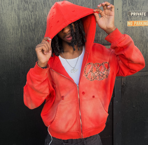 Custom Clothing Manufacturer's Distressed Patchwork Embroidered Hoodies