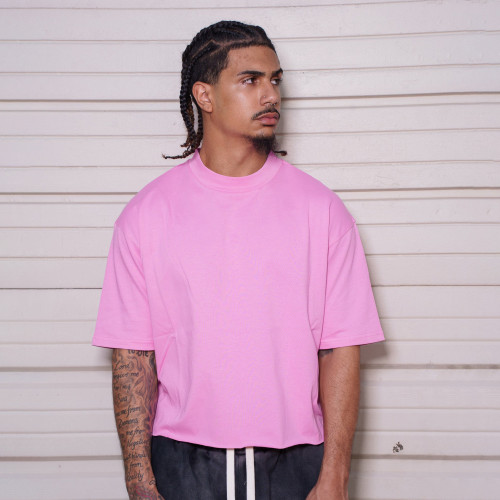 Custom Clothing Manufacturer Drop-Shoulder Cropped Solid Color T-shirt