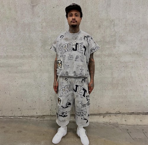 Custom Embroidered Distressed Graffiti All-Over Print Sweatshirt set
