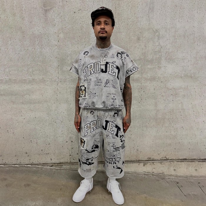 Custom Embroidered Distressed Graffiti All-Over Print Sweatshirt set