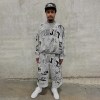 Custom Embroidered Distressed Graffiti All-Over Print Sweatshirt set