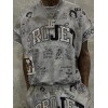 Custom Embroidered Distressed Graffiti All-Over Print Sweatshirt set