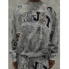 Custom Embroidered Distressed Graffiti All-Over Print Sweatshirt set