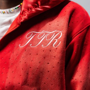 Custom  Retro Embroidered Rhinestone Zipper Cardigan Sweatshirt