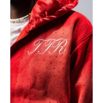 Custom  Retro Embroidered Rhinestone Zipper Cardigan Sweatshirt