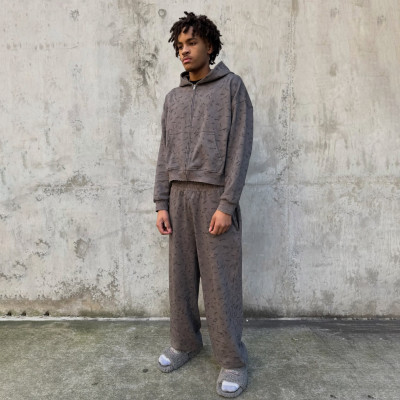 Custom Clothing manufacturers Retro Washed Cropped Zip-up Hoodie Set