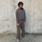 Custom  Clothing manufacturers Retro Washed Cropped Zip-up Hoodie Set