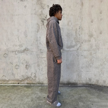 Custom  Clothing manufacturers Retro Washed Cropped Zip-up Hoodie Set