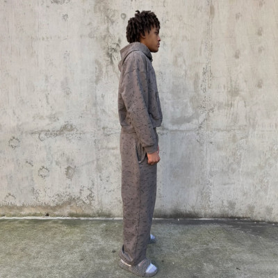 Custom  Clothing manufacturers Retro Washed Cropped Zip-up Hoodie Set