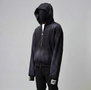 Custom  Clothing Manufacturers Washed Gradient Rhinestone Hoodie