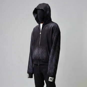Custom  Clothing Manufacturers Washed Gradient Rhinestone Hoodie