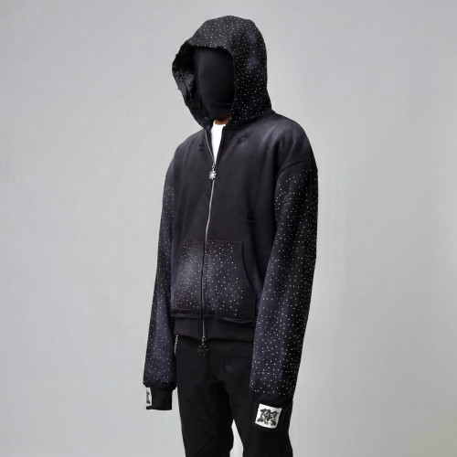 Custom  Clothing Manufacturers Washed Gradient Rhinestone Hoodie