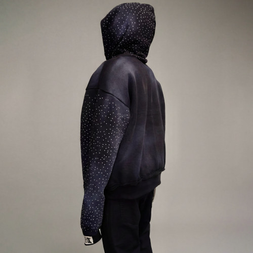 Custom  Clothing Manufacturers Washed Gradient Rhinestone Hoodie