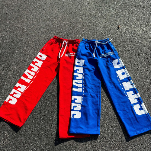 Custom  Clothing Manufacturers Printed Rhinestone Straight-Leg Pants.