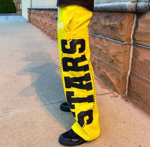Custom Clothing Manufacturers Printed Rhinestone Straight-Leg Pants.