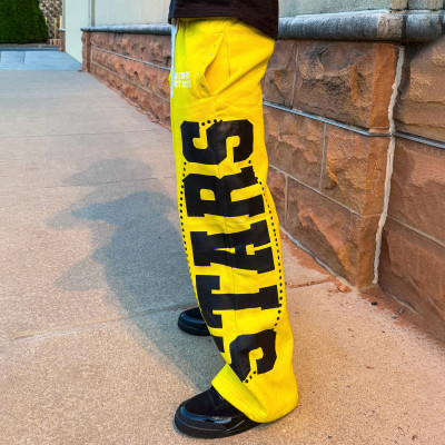 Custom Clothing Manufacturers Printed Rhinestone Straight-Leg Pants.