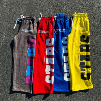 Custom  Clothing Manufacturers Printed Rhinestone Straight-Leg Pants.