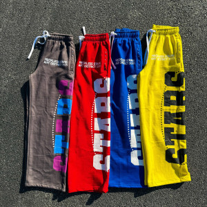 Custom Clothing Manufacturers Printed Rhinestone Straight-Leg Pants.