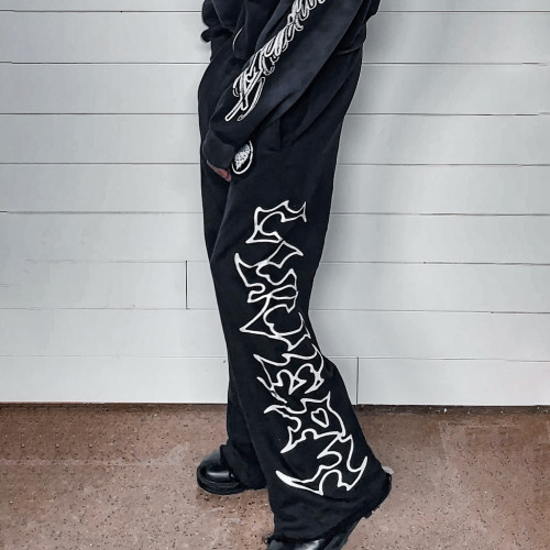 Custom Clothing Manufacturers Appliquéd Raw Edge Terry Sweatpants