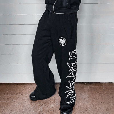 Custom Clothing Manufacturers Appliquéd Raw Edge Terry Sweatpants