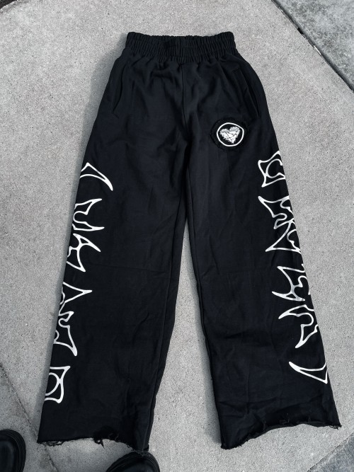 Custom Clothing Manufacturers Appliquéd Raw Edge Terry Sweatpants