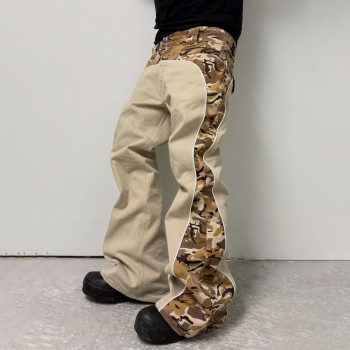 Custom  Clothing Manufacturers Camouflage Flared Twill Cotton Trousers