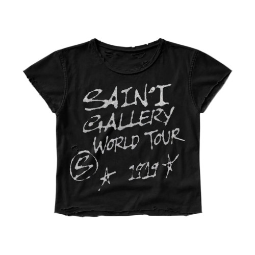 Custom Clothing Manufacturers Hand-Painted Print Ripped Black T-shirt.