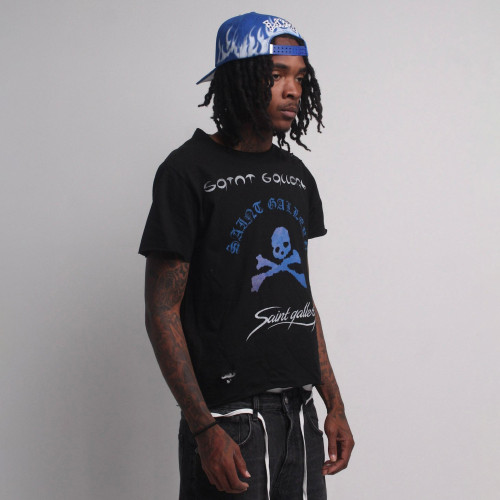 Custom Clothing Manufacturers Digitally Printed Distressed Black T-Shirt