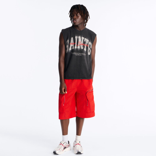 Custom Clothing Manufacturers Acid Wash Raw Sleeveless T-shirt