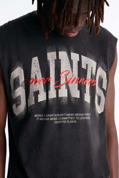 Custom Clothing Manufacturers Acid Wash Raw Sleeveless T-shirt