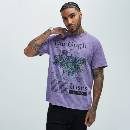 Custom Clothing Manufacturers Acid Wash Cotton Short-Sleeved T-shirt