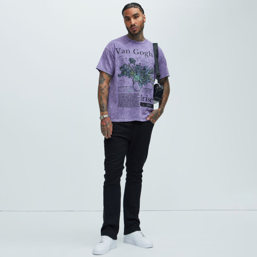 Custom Clothing Manufacturers Acid Wash Cotton Short-Sleeved T-shirt