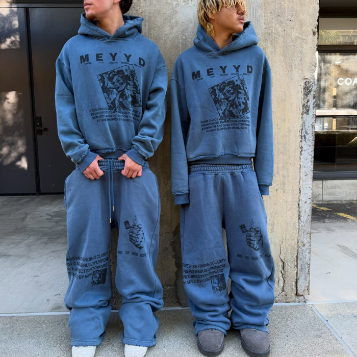 Custom Clothing Manufacturers Printed Distressed Hoodies