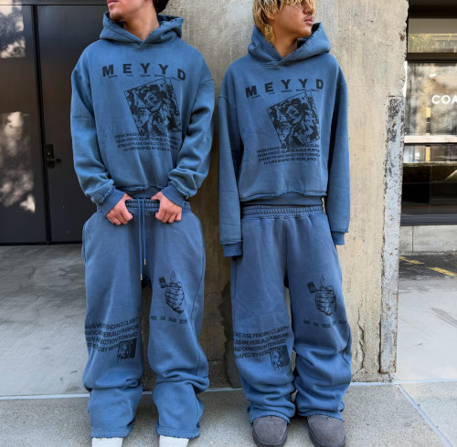 Custom Clothing Manufacturers Printed Distressed Hoodies
