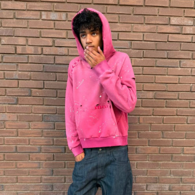 Custom Clothing Manufacturers Distressed Acid-Washed Splatter Hoodies