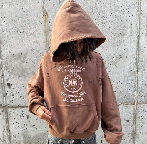 Custom Clothing Manufacturers Heavyweight Distressed Printed Hoodies