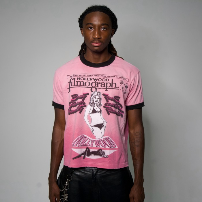 Custom Clothing Manufacturers Printed Acid Wash color-blocked T-shirt